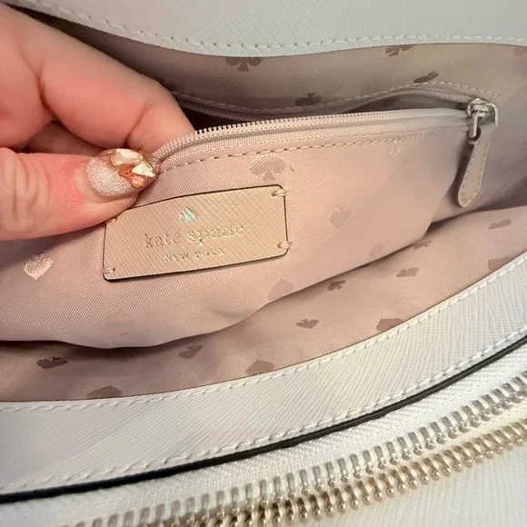 Kate Spade Saffiano Leather Colorblock Staci Laptop Large Tote Warm Beige $450 - Picture 7 of 16